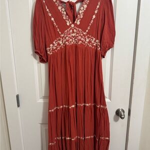 Burnt orange Maxi V-Neck sundress from Baltic born